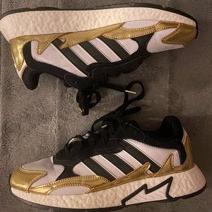 Adidas Originals Tresc Run Sneakers: black, white, & metallic gold